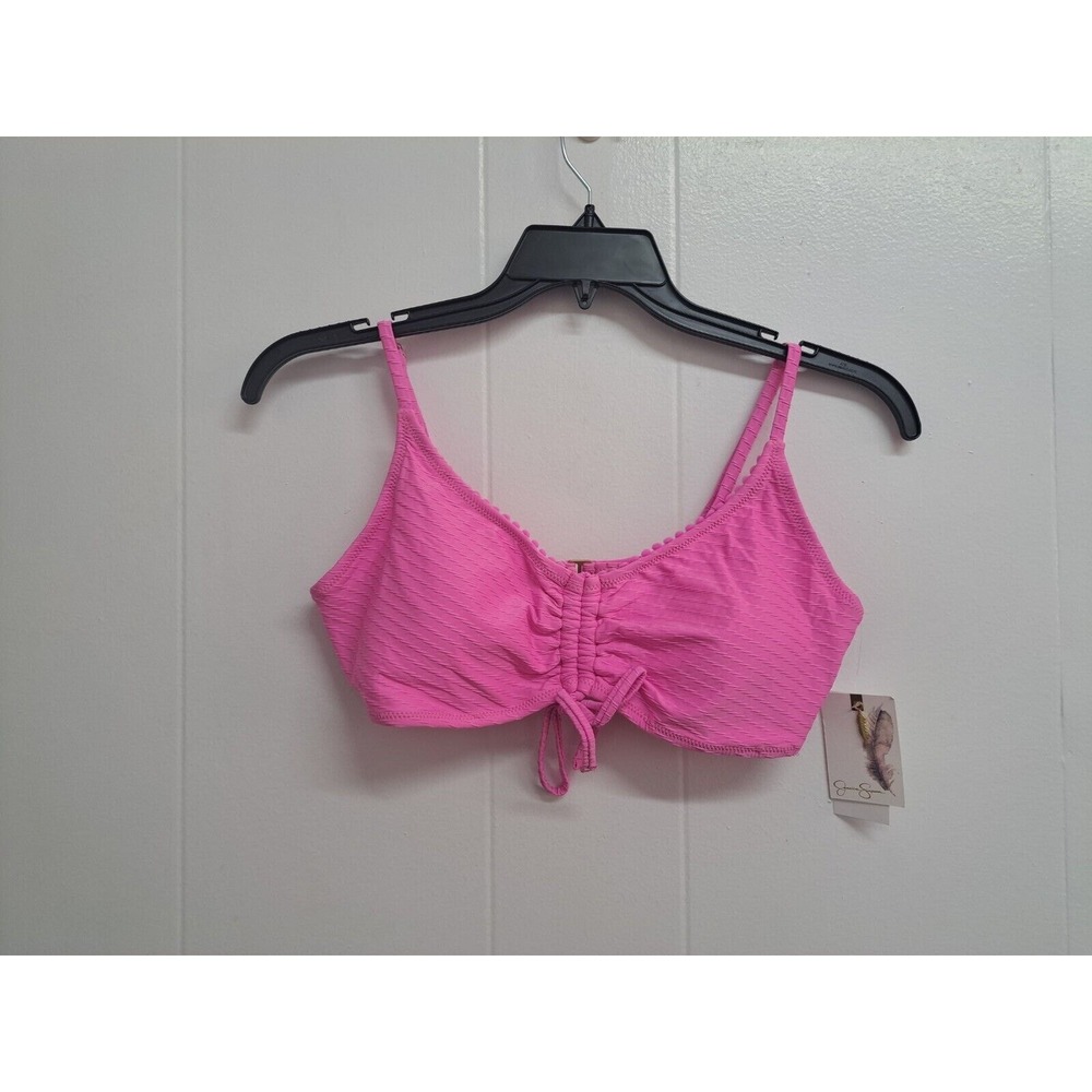 Jessica‎ Simpson Swimwear Ruched Drawstring Front Bralette Bikini Top Size L